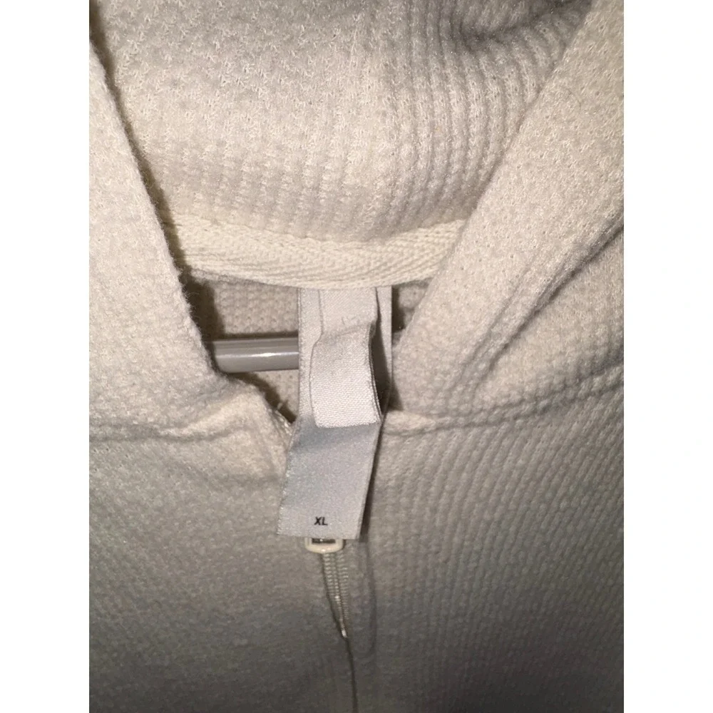 SKIMS Waffle Knit Cropped Zip Hoodie Ivory Cotton Blend Womens XL Full Zip - Picture 4 of 4